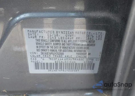 2018 Nissan Sentra S/Sv/Sr/Sl from USA, damaged, VIN 3N1AB7AP8JY252589